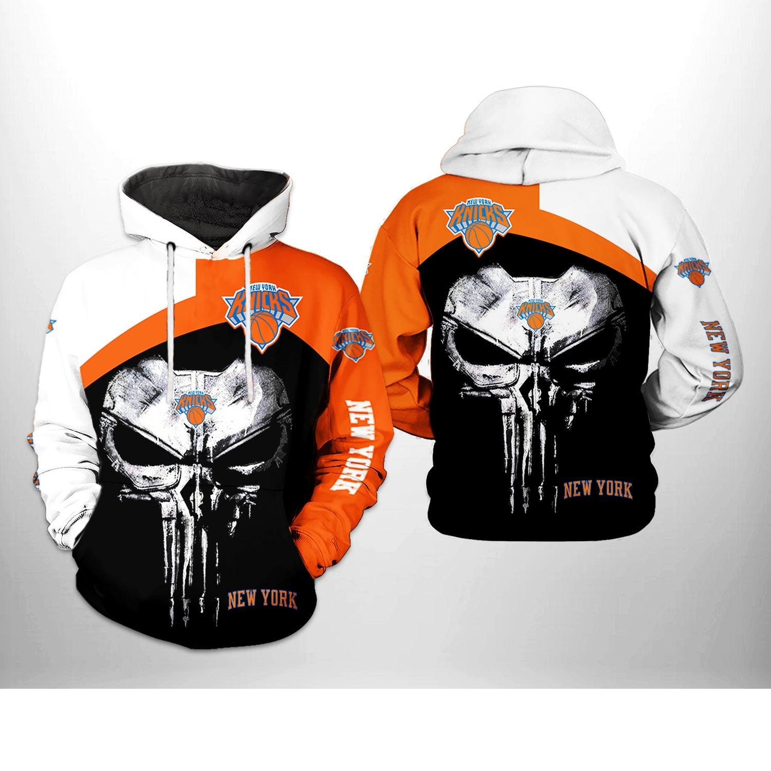 New York Knicks Skull Punisher Hoodie